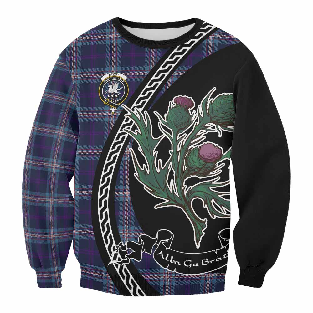 Nevoy Family Crest Tartan Sweatshirt Alba Thistle Inspired - Tartan Vibes Clothing