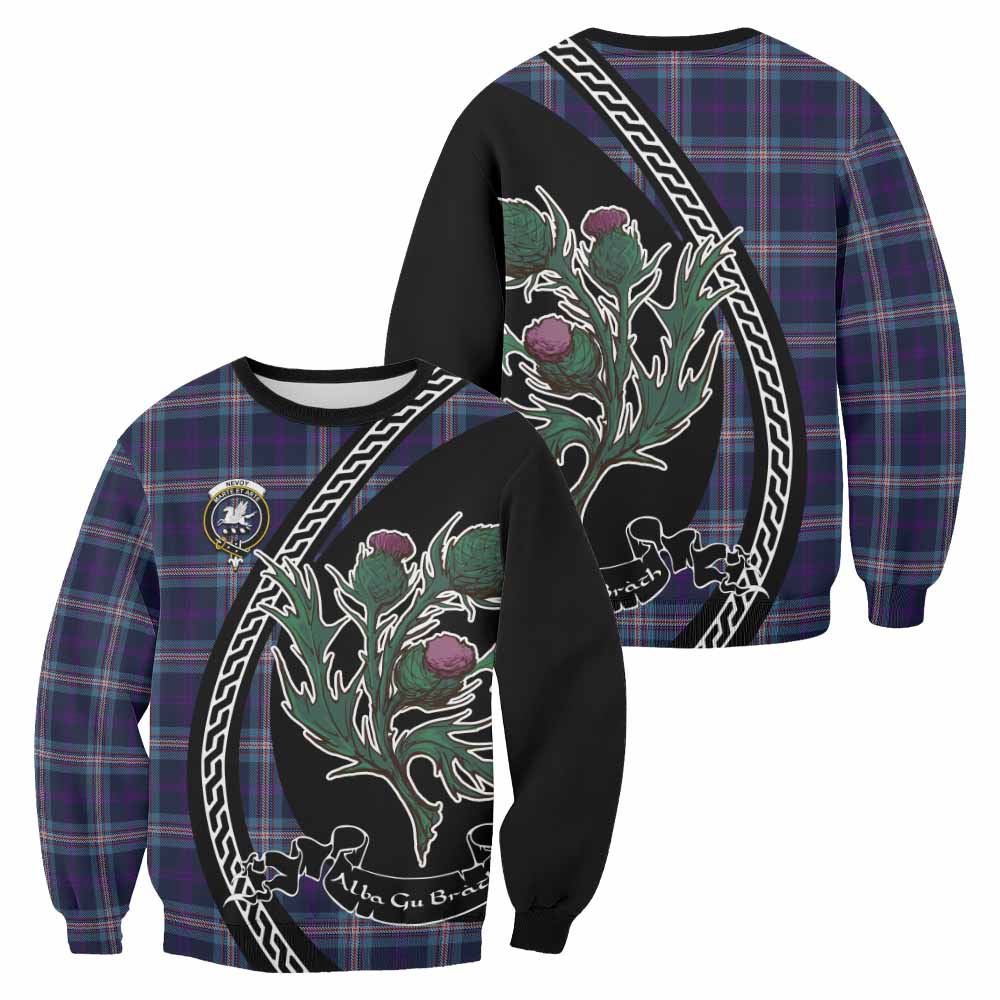 Nevoy Family Crest Tartan Sweatshirt Alba Thistle Inspired - Tartan Vibes Clothing