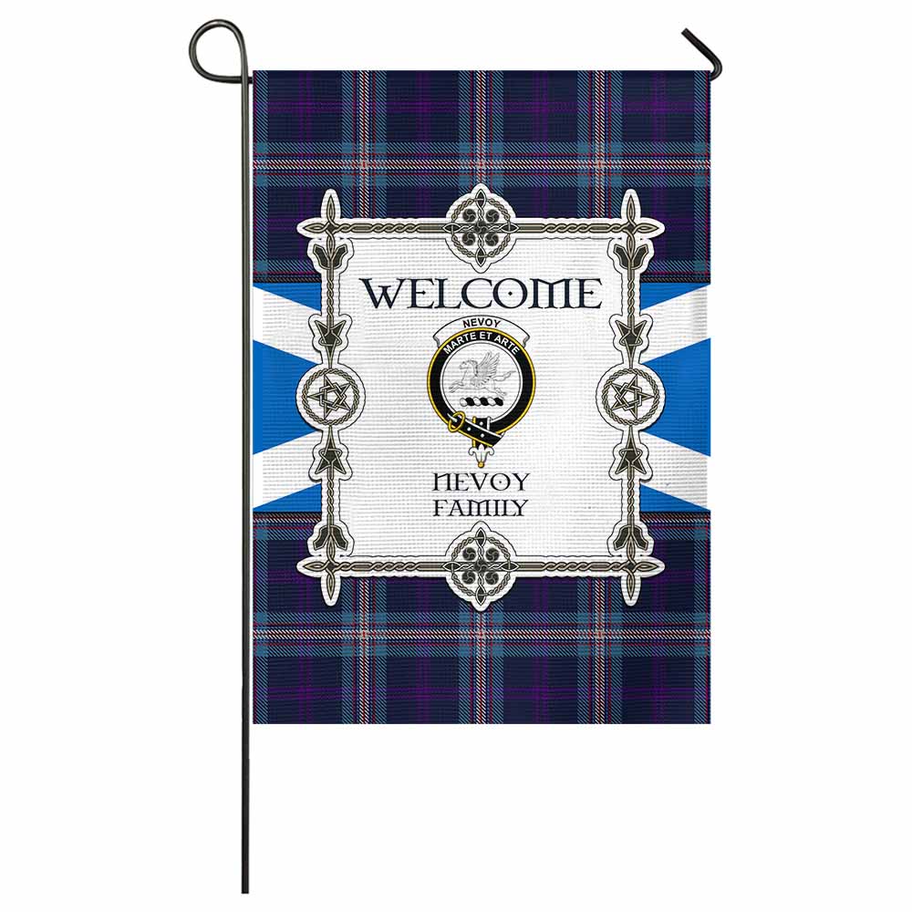 Nevoy Family Crest Tartan Welcome Garden Flag Saltire Harmony Style - Tartan Vibes Clothing