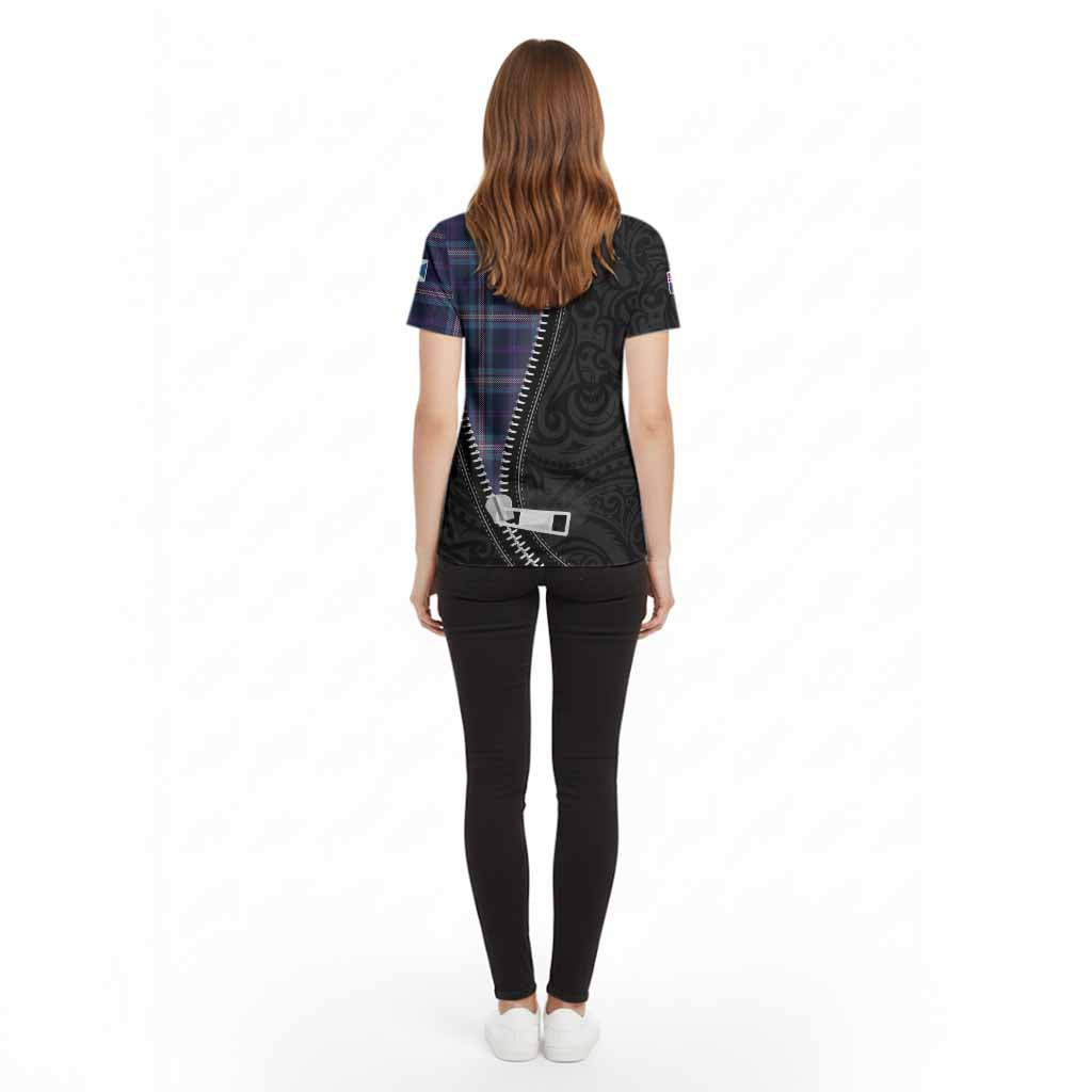 Nevoy Tartan Cotton T-shirt New Zealand Pattern Unique Zipper Stylized