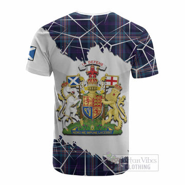Nevoy Tartan Cotton T-shirt with Family Crest and Lion Rampant Grunge Style