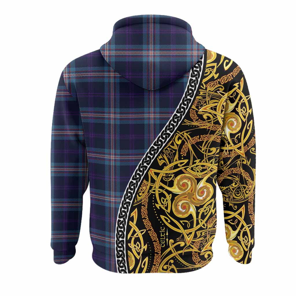 Nevoy Tartan Crest Hoodie Celtic Knot and Triple Trickle Spiral Symbols