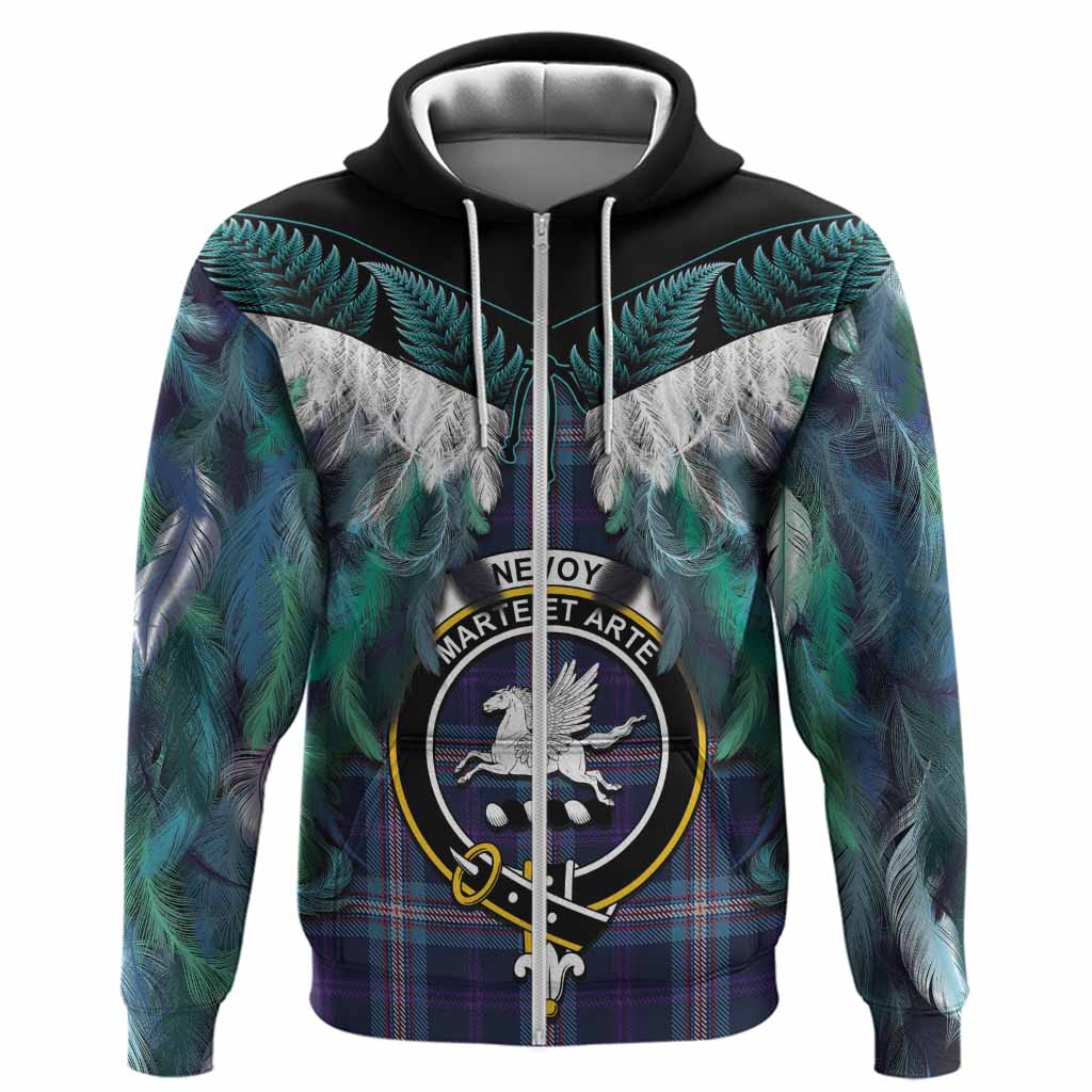 Nevoy Tartan Crest Hoodie New Zealand Maori Korowai Cloak