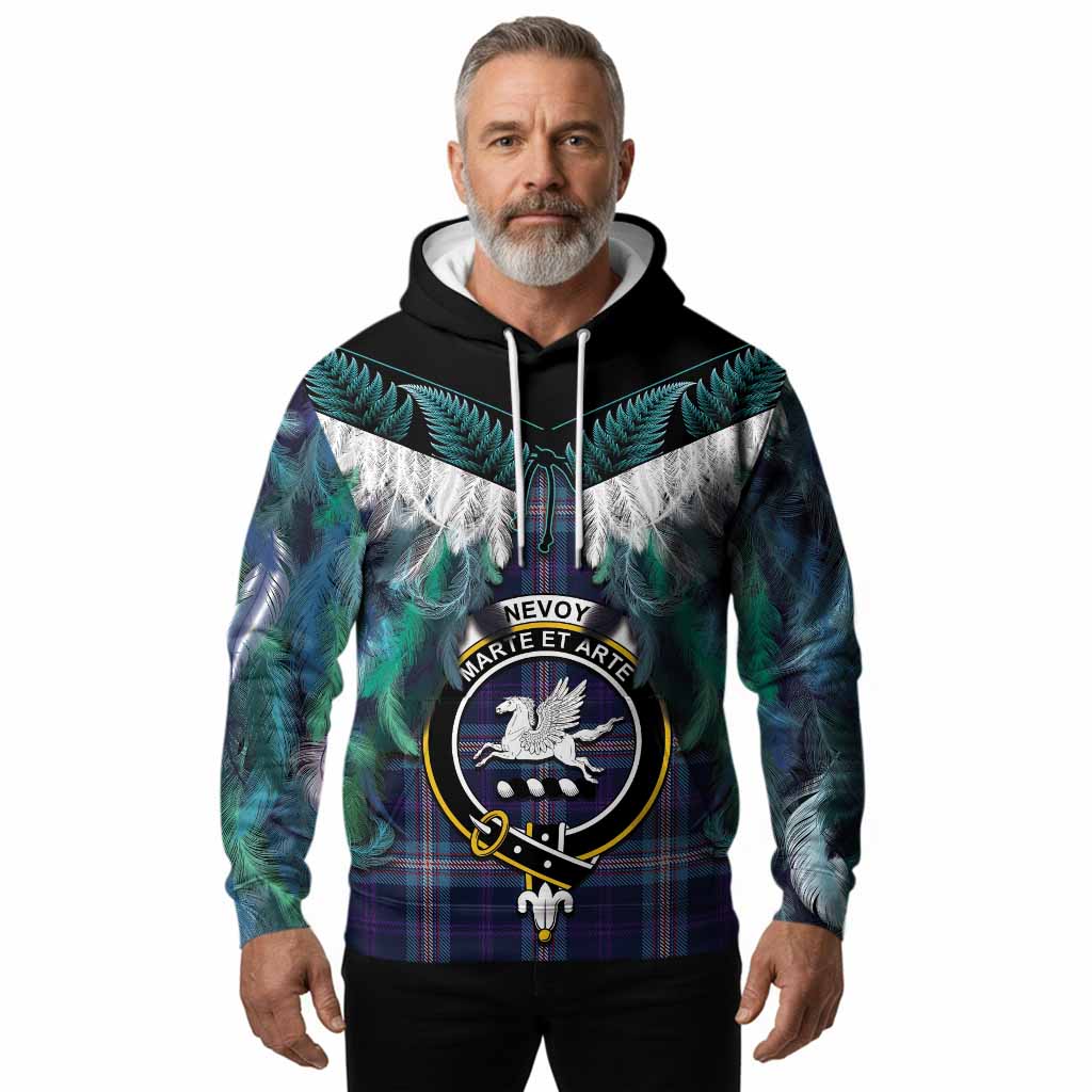 Nevoy Tartan Crest Hoodie New Zealand Maori Korowai Cloak