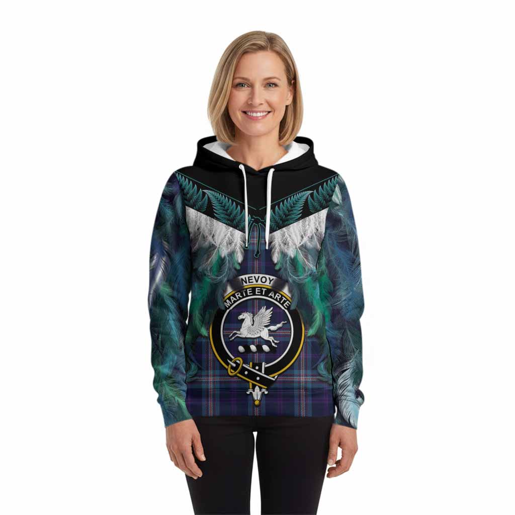Nevoy Tartan Crest Hoodie New Zealand Maori Korowai Cloak