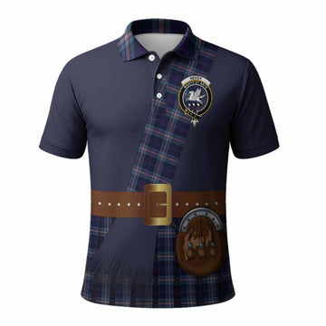 Nevoy Tartan Crest Polo Shirt Kilt Costume Style