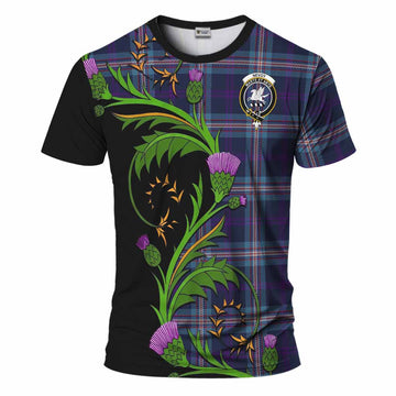 Nevoy Tartan Crest T-Shirt Scottish Thistle Pride Heritage Art