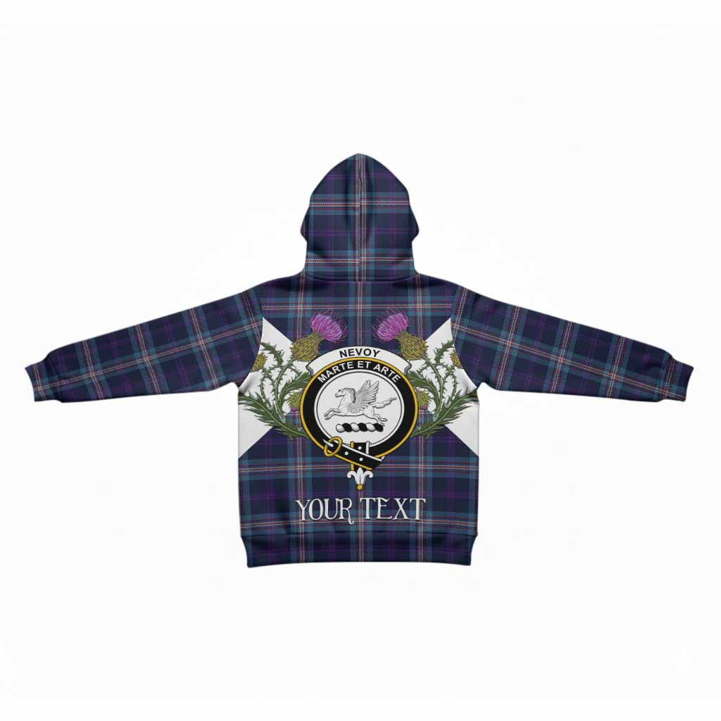 Nevoy Tartan Family Crest Kid Hoodie Scottish Burns Night Thistle Floral