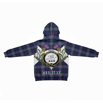 Nevoy Tartan Family Crest Kid Hoodie Scottish Burns Night Thistle Floral