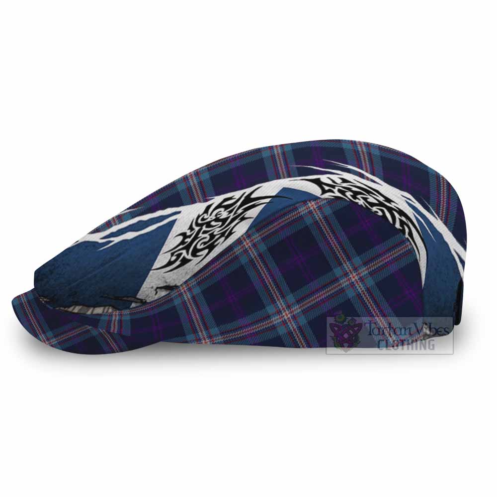 Nevoy Tartan Flat Cap, Jeff Cap Scotland Flag Ripped Tribal Design