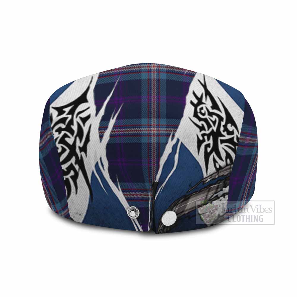 Nevoy Tartan Flat Cap, Jeff Cap Scotland Flag Ripped Tribal Design