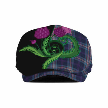 Nevoy Tartan Flat Cap, Jeff Cap Traditional Scottish Thistle
