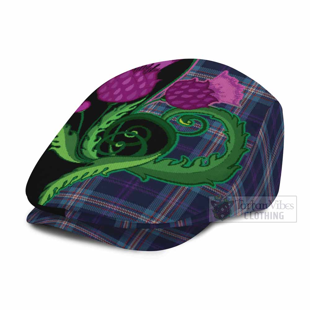Nevoy Tartan Flat Cap, Jeff Cap Traditional Scottish Thistle