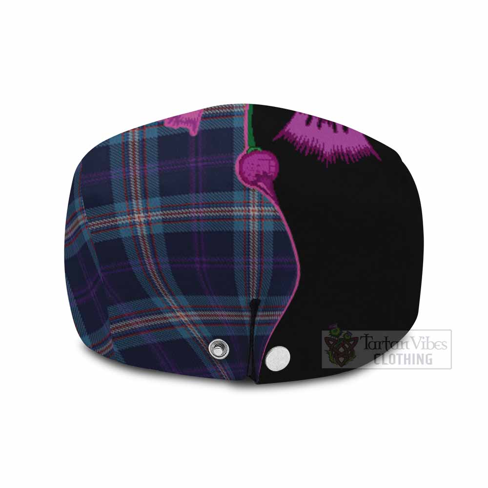 Nevoy Tartan Flat Cap, Jeff Cap Traditional Scottish Thistle