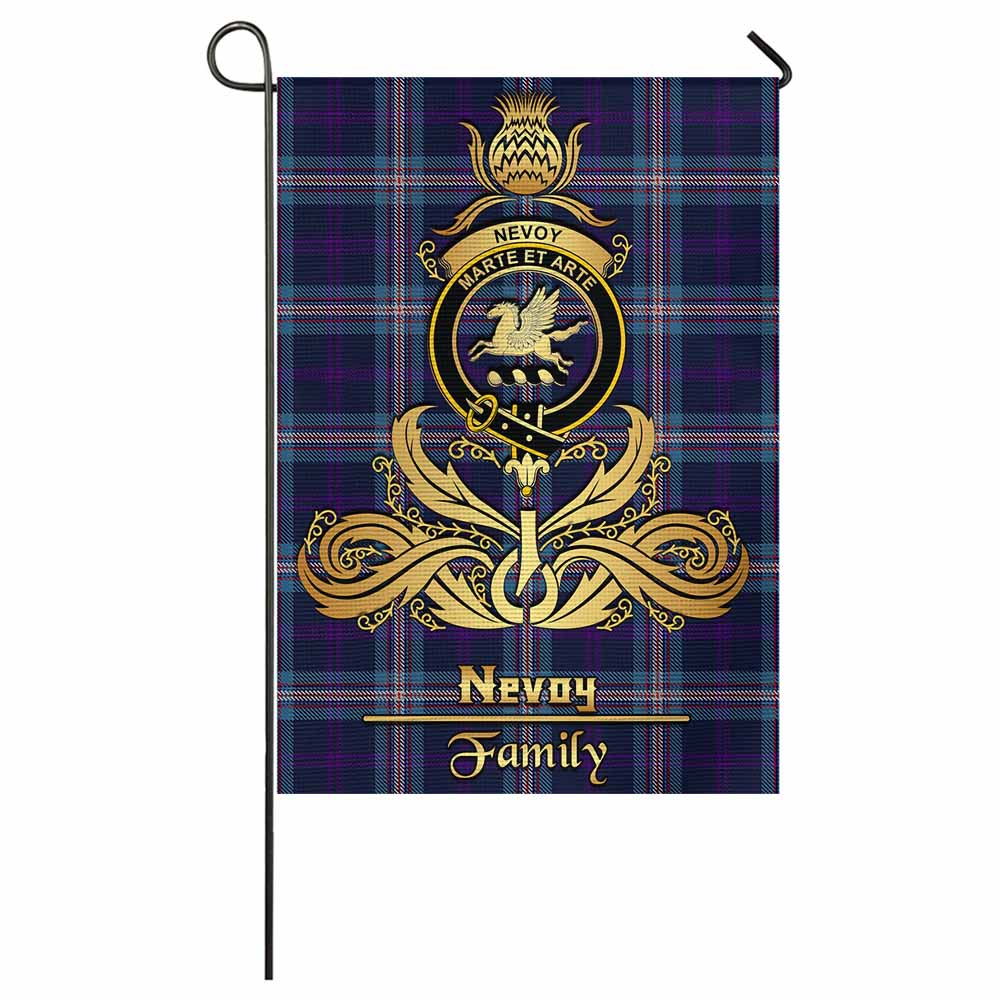 Nevoy Tartan Garden Flag with Highland Thistle Cherish Family Crest Style - Tartan Vibes Clothing