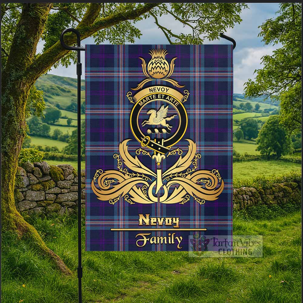 Nevoy Tartan Garden Flag with Highland Thistle Cherish Family Crest Style - Tartan Vibes Clothing