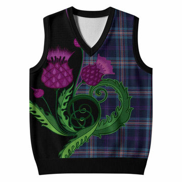 Nevoy Tartan Knitted V-Neck Vest Traditional Scottish Thistle