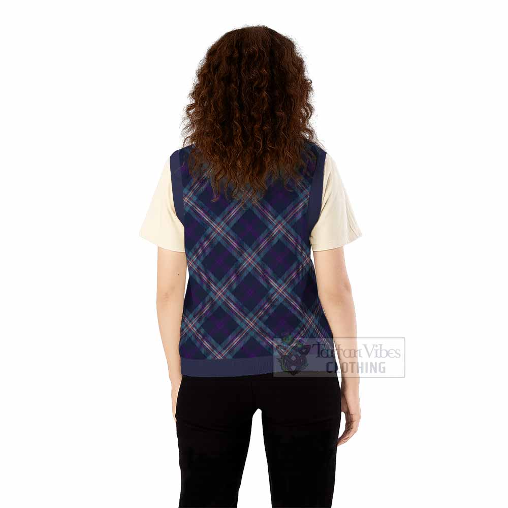 Nevoy Tartan Knitted V-Neck Vest with Family Crest Cross Style