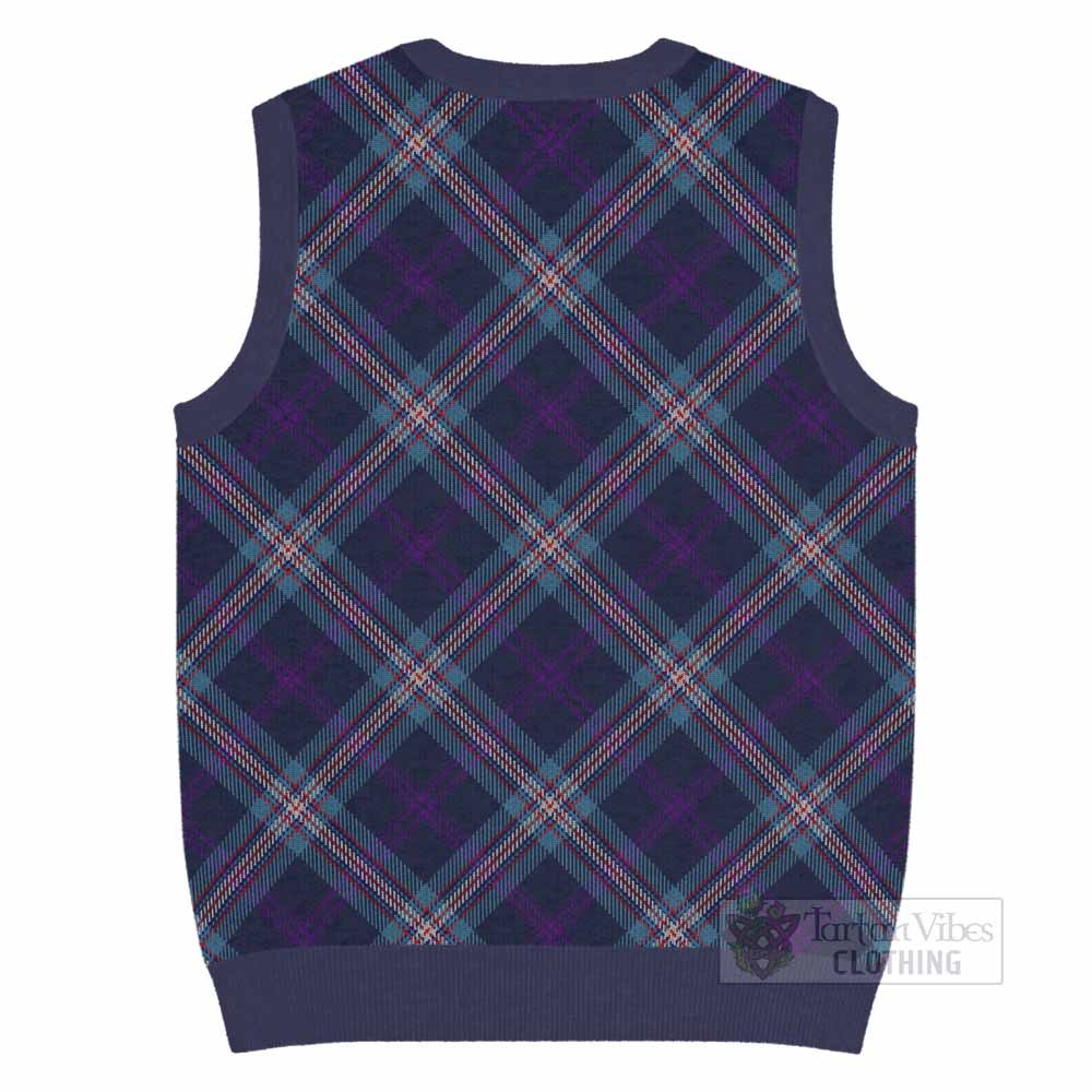 Nevoy Tartan Knitted V-Neck Vest with Family Crest Cross Style