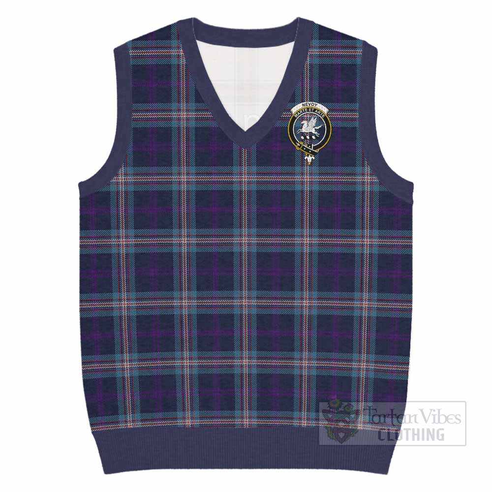 Nevoy Tartan Knitted V-Neck Vest with Family Crest - Tartan Vibes Clothing