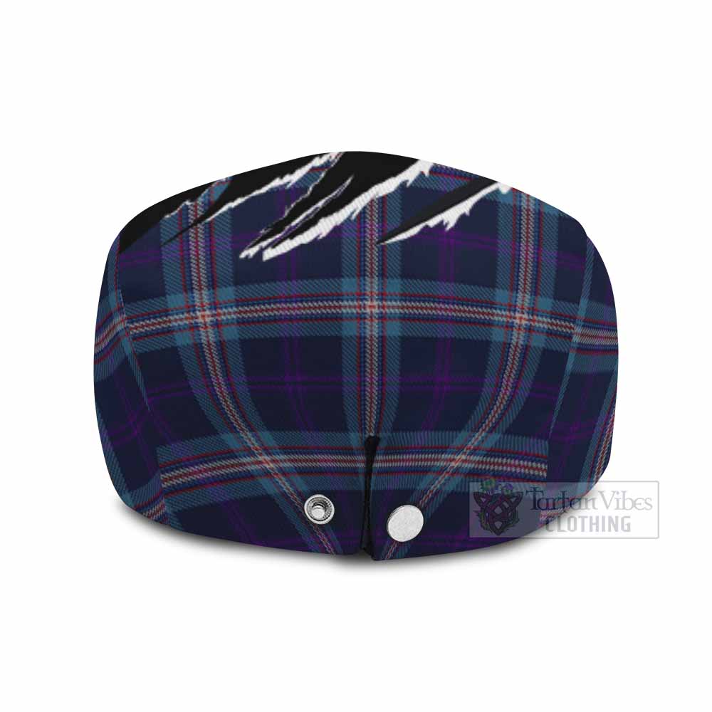 Nevoy Tartan Loch Ness Monster Flat Cap, Jeff Cap Celtic Knot Nessie Art