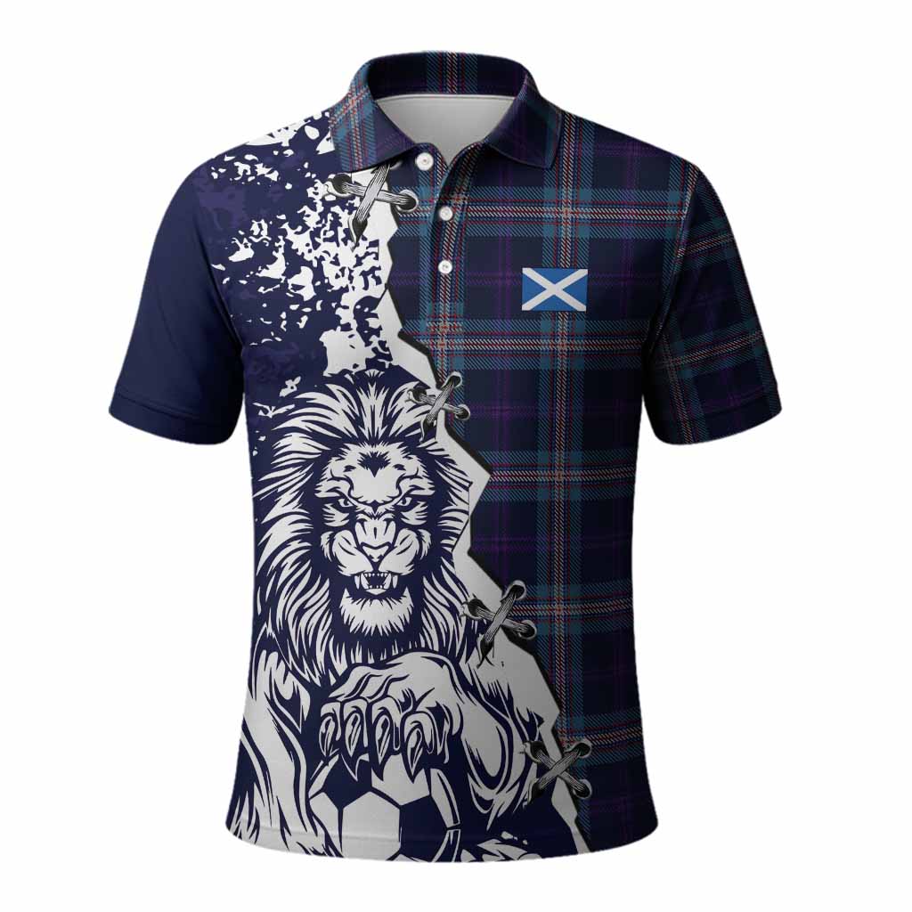 Nevoy Tartan Scottish Polo Shirt Angry Lion With Soccer Ball Style