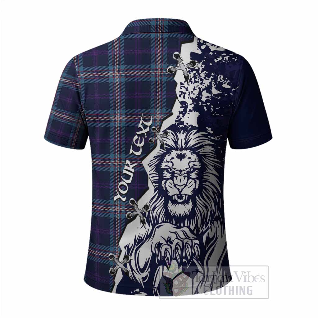 Nevoy Tartan Scottish Polo Shirt Angry Lion With Soccer Ball Style