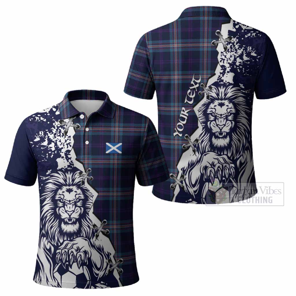 Nevoy Tartan Scottish Polo Shirt Angry Lion With Soccer Ball Style