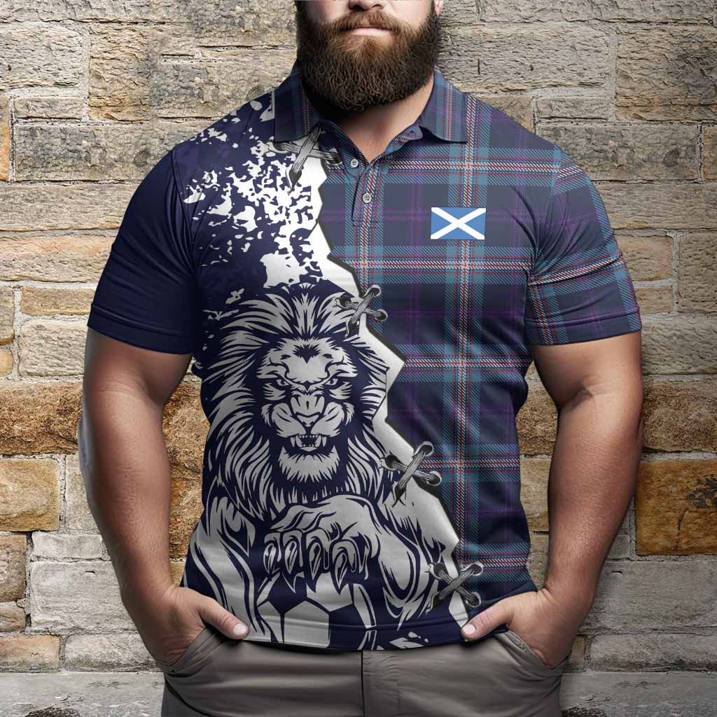 Nevoy Tartan Scottish Polo Shirt Angry Lion With Soccer Ball Style