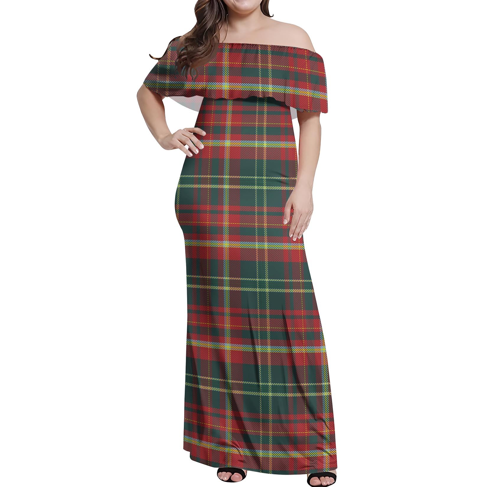 New Brunswick Province Canada Tartan Off Shoulder Long Dress Women's Dress - Tartanvibesclothing