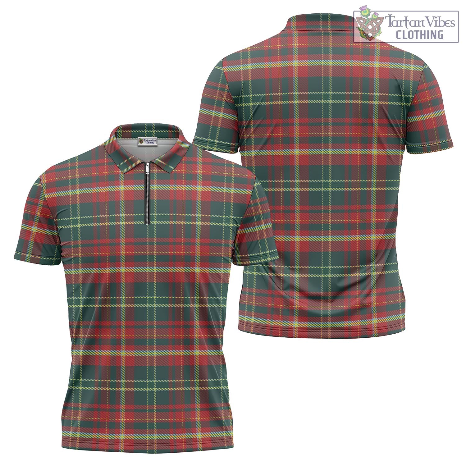Tartan Vibes Clothing New Brunswick Province Canada Tartan Zipper Polo Shirt