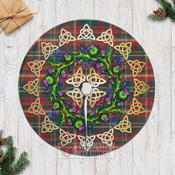 Tartan Vibes Clothing New Brunswick Province Canada Tartan Christmas Tree Skirt with Thistle Celtic Knot Style