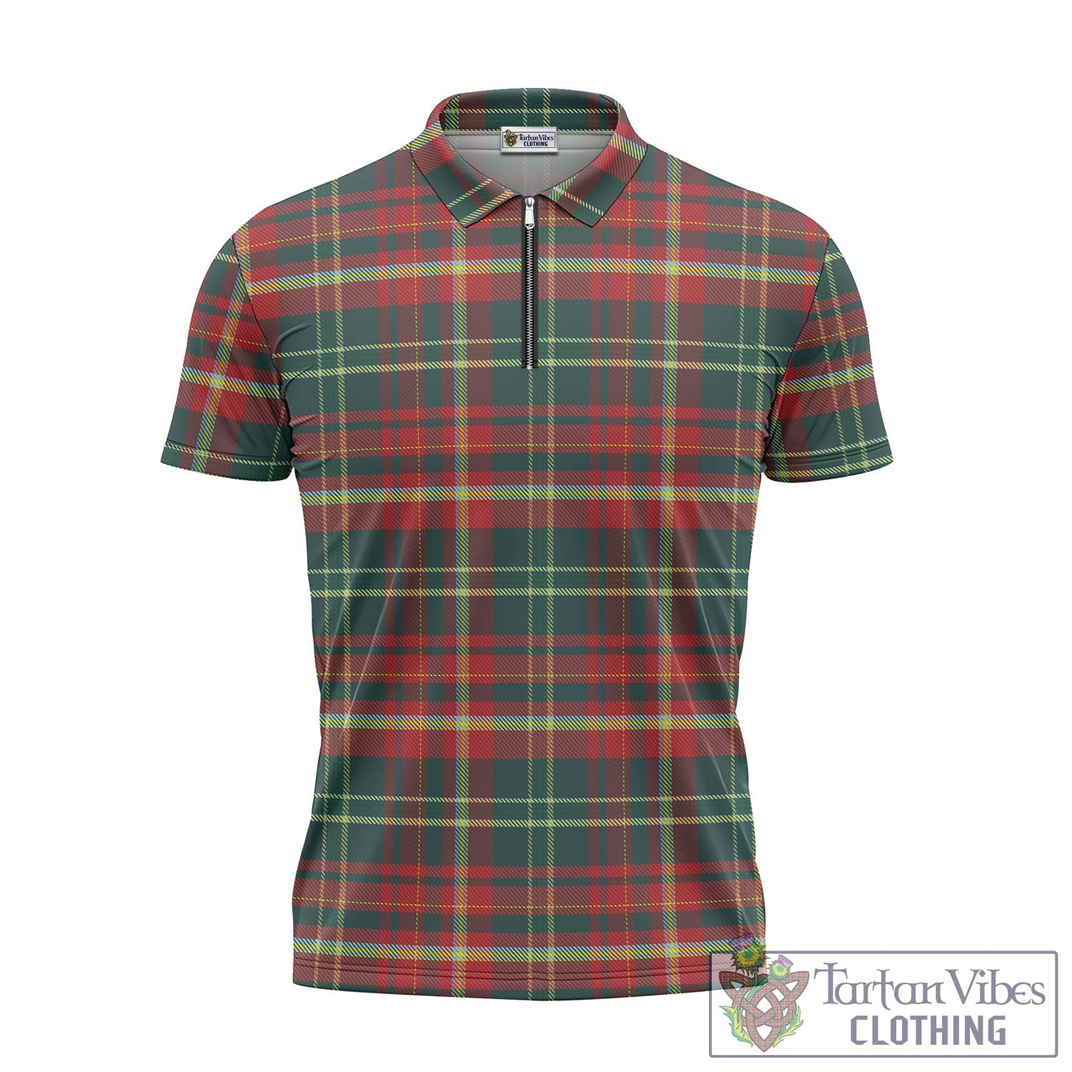 Tartan Vibes Clothing New Brunswick Province Canada Tartan Zipper Polo Shirt