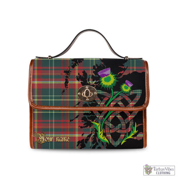 New Brunswick Province Canada Tartan Waterproof Canvas Bag with Scotland Map and Thistle Celtic Accents