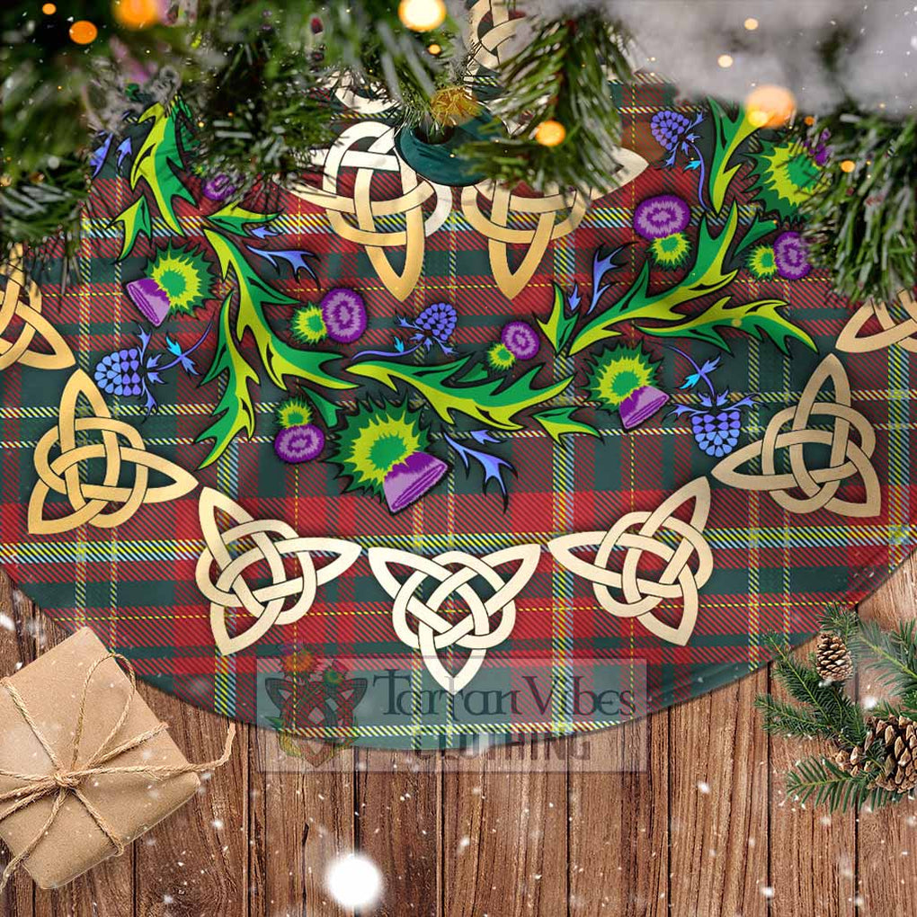 Tartan Vibes Clothing New Brunswick Province Canada Tartan Christmas Tree Skirt with Thistle Celtic Knot Style