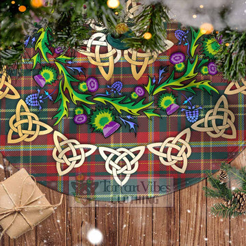Tartan Vibes Clothing New Brunswick Province Canada Tartan Christmas Tree Skirt with Thistle Celtic Knot Style