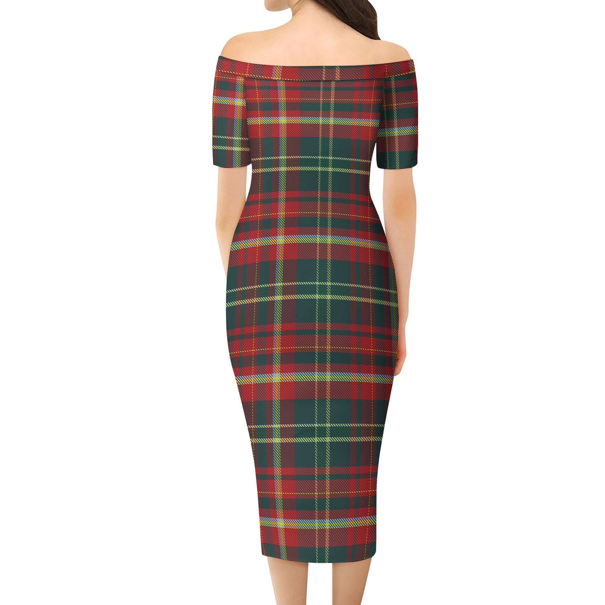 New Brunswick Province Canada Tartan Off Shoulder Lady Dress - Tartanvibesclothing