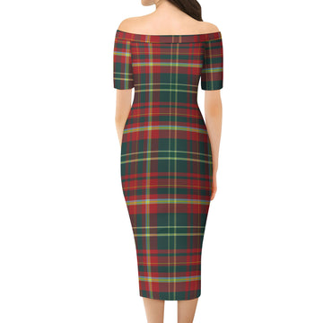 New Brunswick Province Canada Tartan Off Shoulder Lady Dress