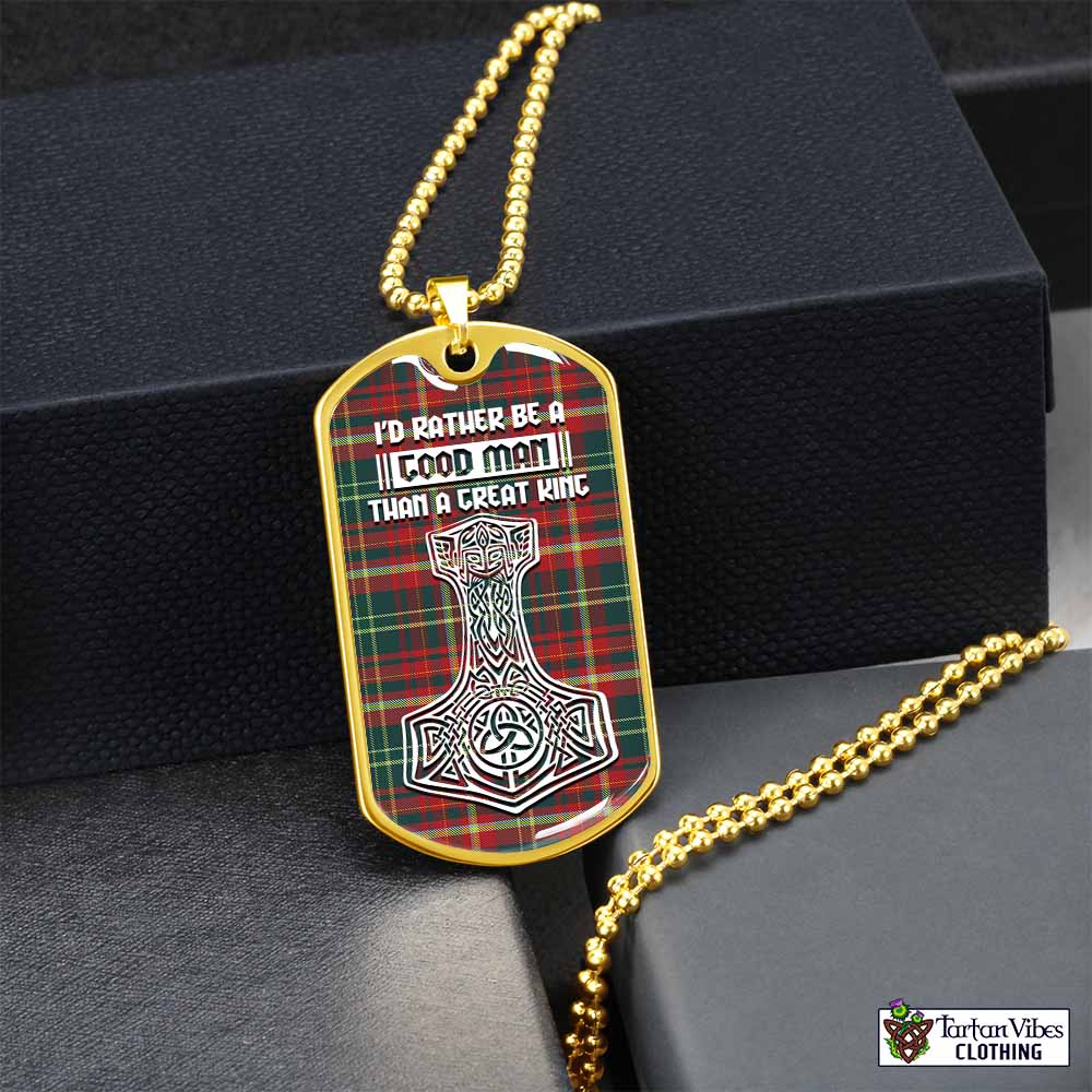Tartan Vibes Clothing New Brunswick Province Canada Tartan Dog Tag Necklace Viking Mjolnir Style