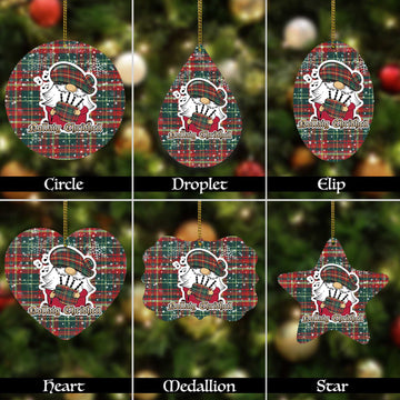 New Brunswick Province Canada Tartan Christmas Ornaments with Scottish Gnome Playing Bagpipes
