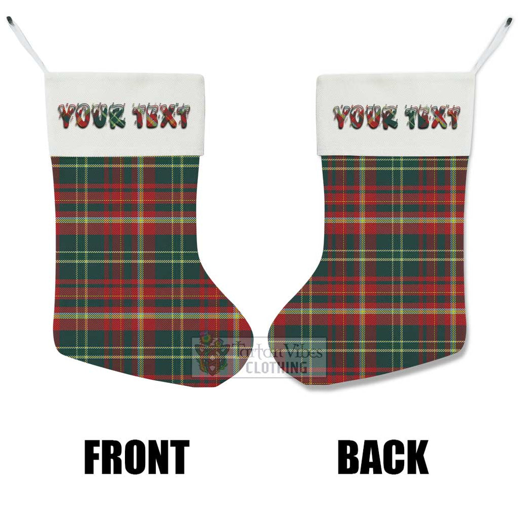 Tartan Vibes Clothing New Brunswick Province Canada Tartan Christmas Stocking with Personalized Text