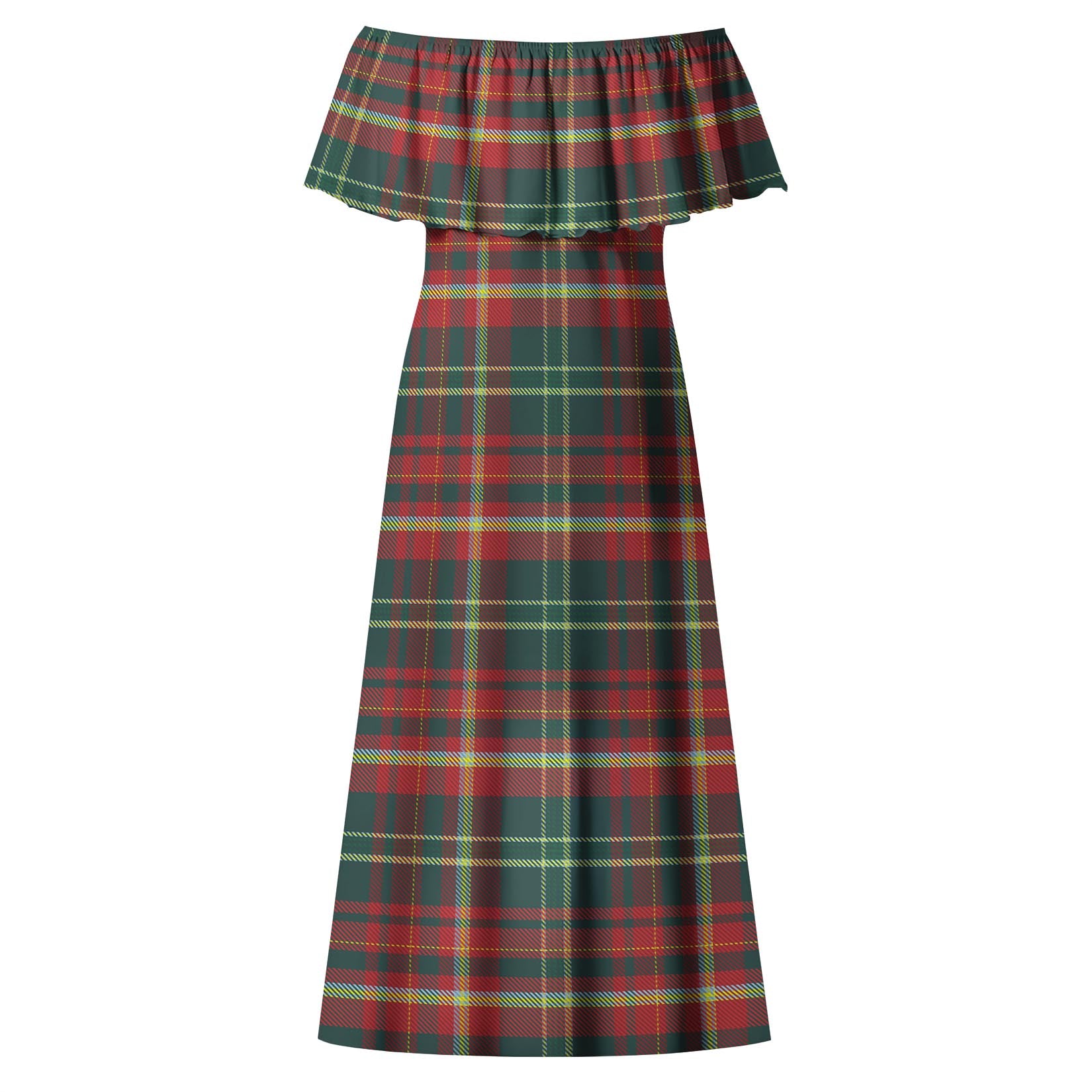 New Brunswick Province Canada Tartan Off Shoulder Long Dress - Tartanvibesclothing