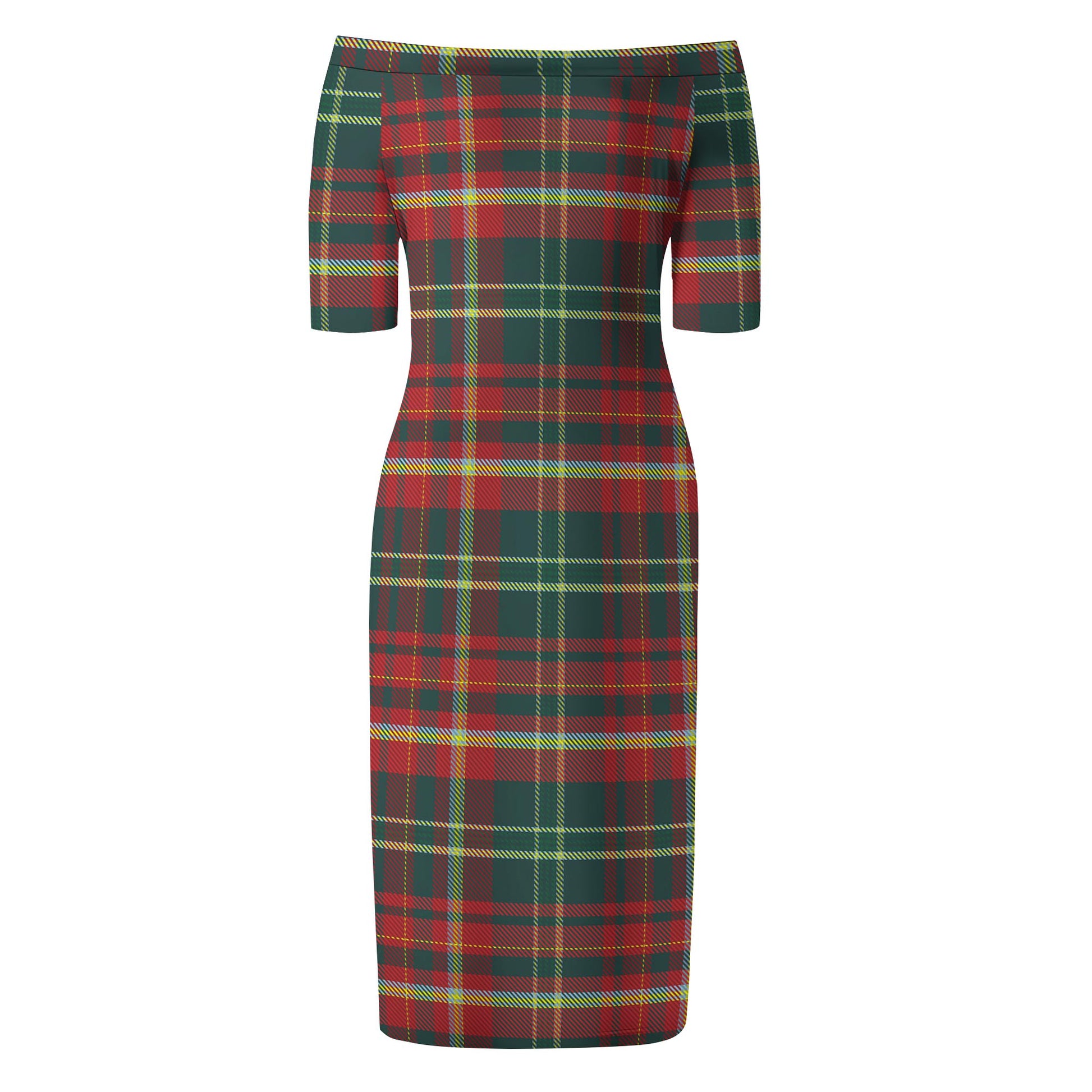 New Brunswick Province Canada Tartan Off Shoulder Lady Dress - Tartanvibesclothing