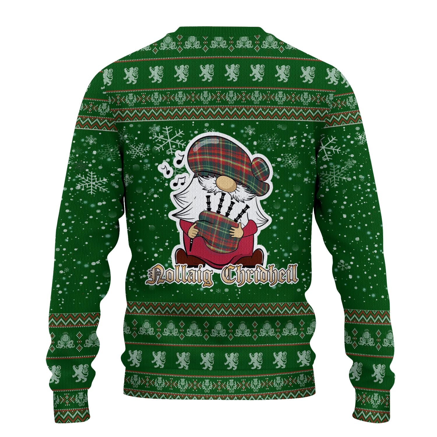 New Brunswick Province Canada Clan Christmas Family Knitted Sweater with Funny Gnome Playing Bagpipes - Tartanvibesclothing