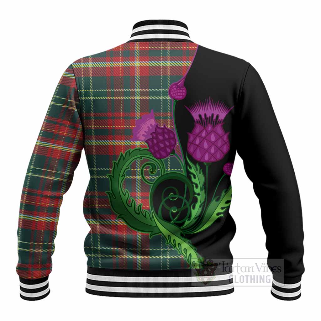 New Brunswick Province Canada Tartan Baseball Jacket Traditional Scottish Thistle