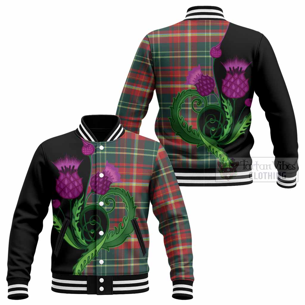 New Brunswick Province Canada Tartan Baseball Jacket Traditional Scottish Thistle