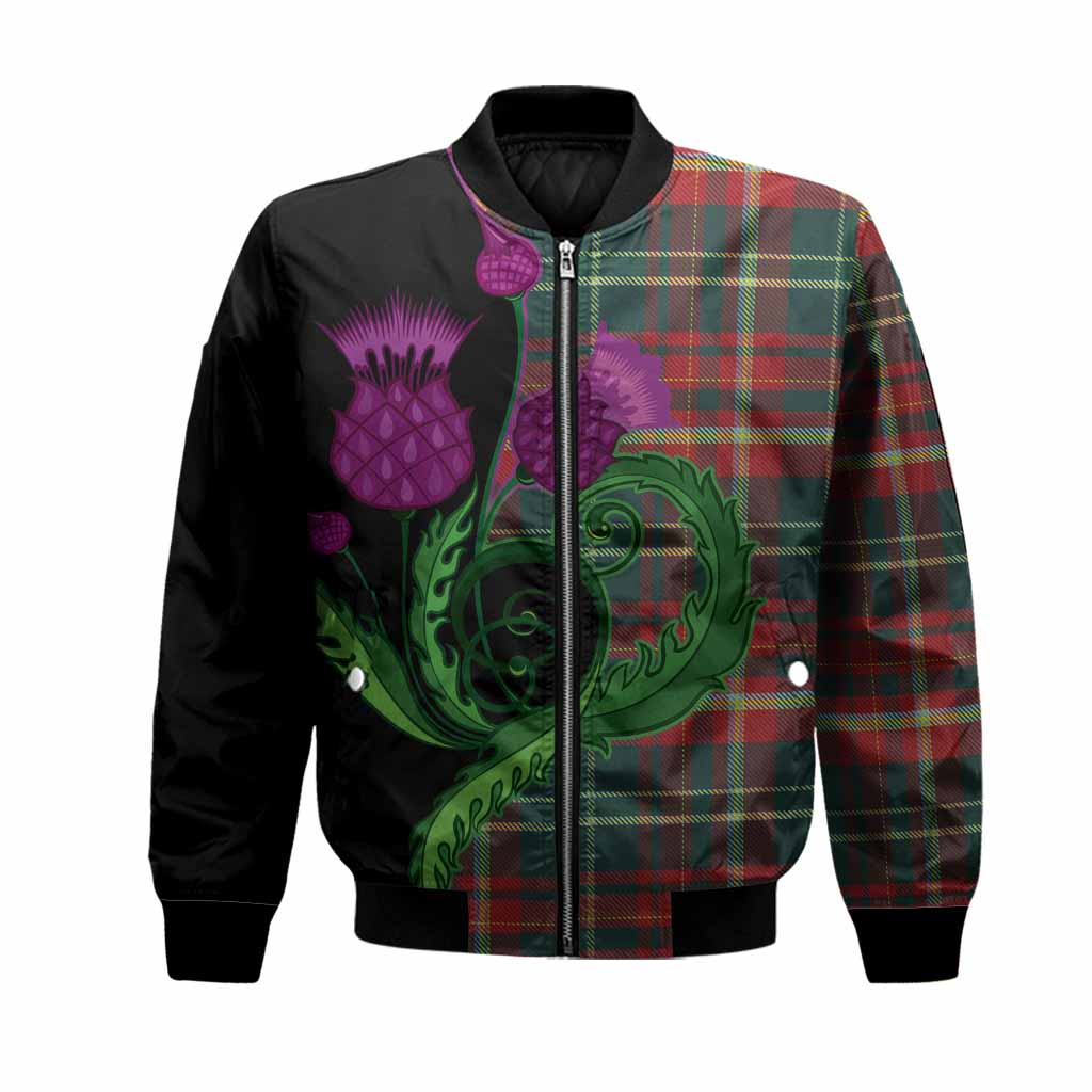 New Brunswick Province Canada Tartan Bomber Jacket Traditional Scottish Thistle