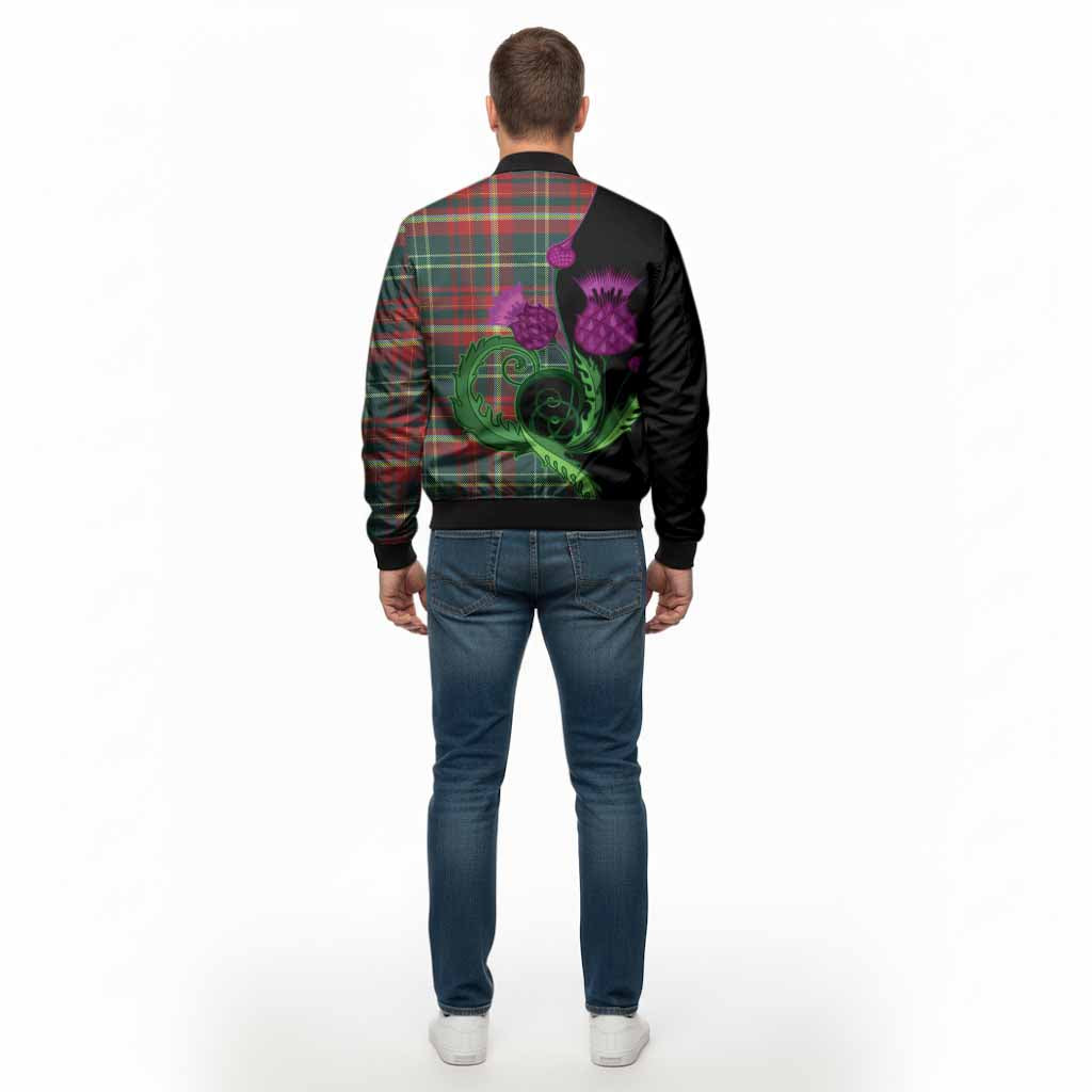 New Brunswick Province Canada Tartan Bomber Jacket Traditional Scottish Thistle