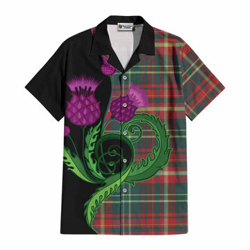 New Brunswick Province Canada Tartan Cotton Hawaiian Shirt Traditional Scottish Thistle