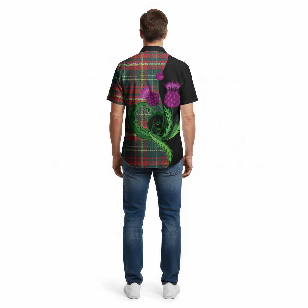 New Brunswick Province Canada Tartan Cotton Hawaiian Shirt Traditional Scottish Thistle
